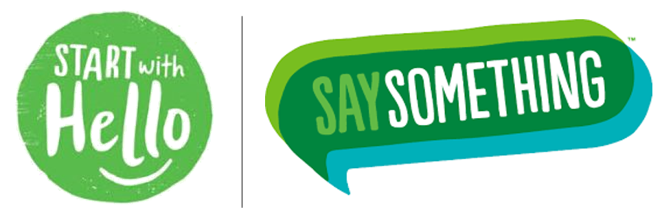 Logos for "Start with Hello" and "Say Something"